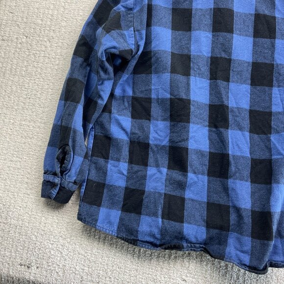Big Bill Men’s L Plaid Brawny Blue Work Flannel Shirt Heavyweight Made In USA ** - Picture 16 of 16